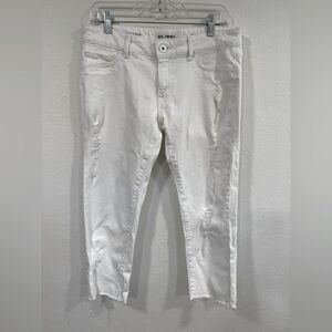 DL1961 Riley Boyfriend White Distressed Cropped Jeans 28 US 6 EUC